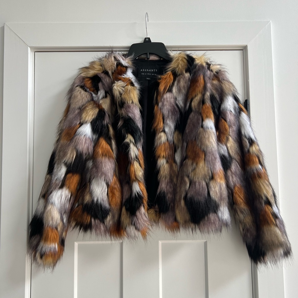 All Saints | Fifi Faux Fur Patch Jacket | 8 | NWOT